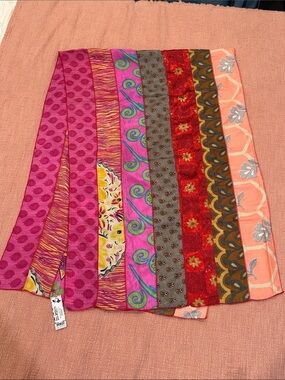 Silk medley XL scarf - reclaimed sari strips Multicolor Lightweight Scarf Wrap